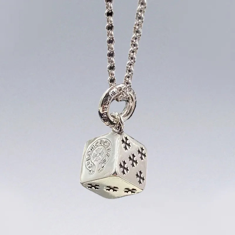 Chrome Vintage Dice Necklace