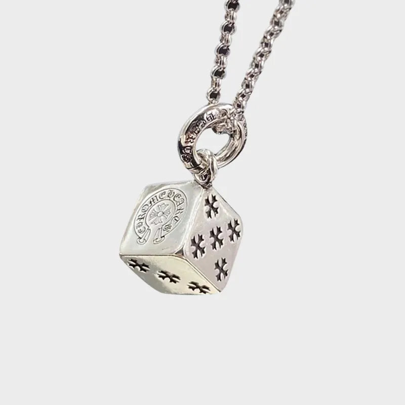 Chrome Vintage Dice Necklace