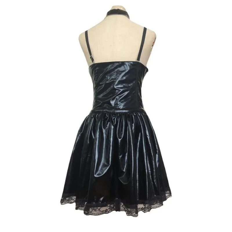 Lace Up PU Dress with Sleeves and Socks
