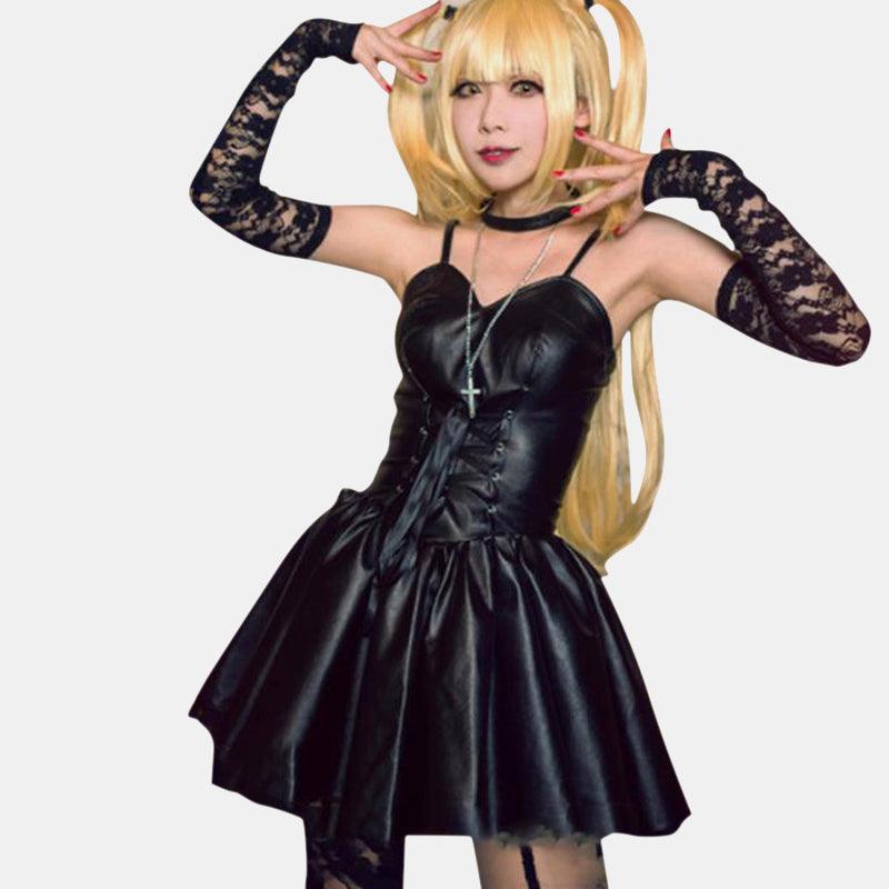 Lace Up PU Dress with Sleeves and Socks