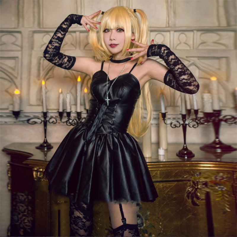 Lace Up PU Dress with Sleeves and Socks