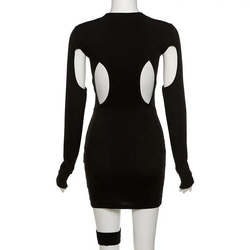 Hollow Slim Bag Hip Dress