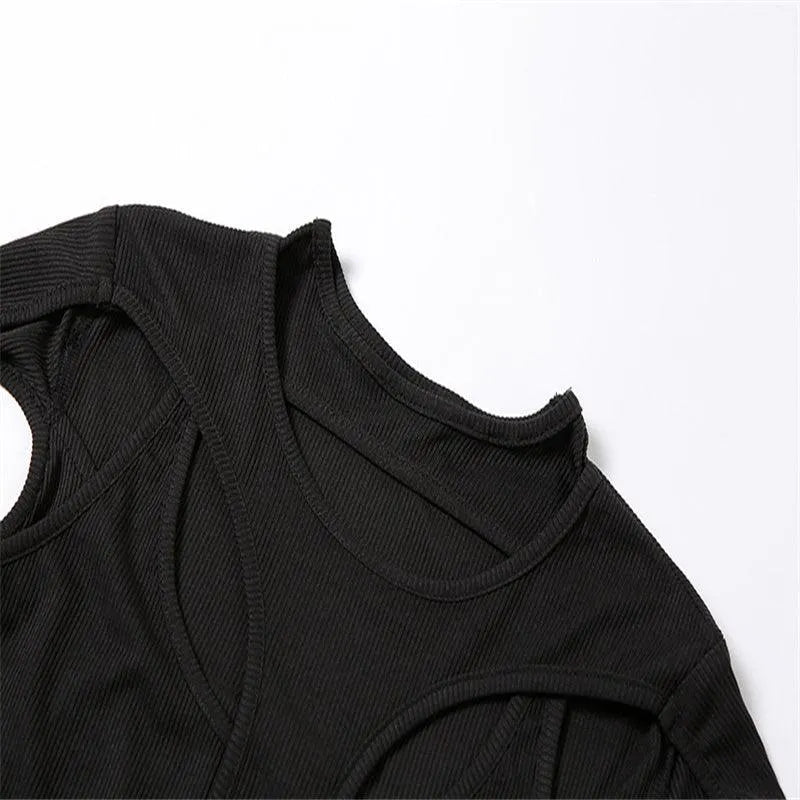 Hollow Slim Bag Hip Dress