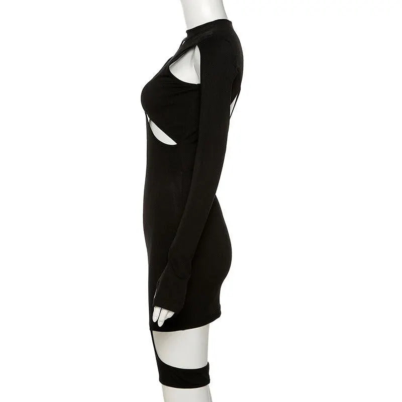 Hollow Slim Bag Hip Dress