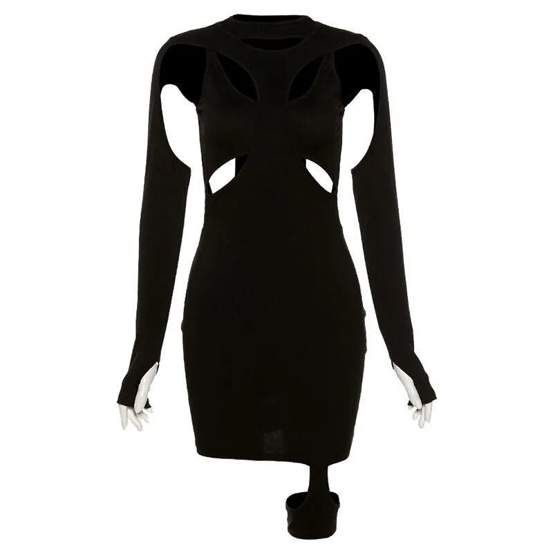 Hollow Slim Bag Hip Dress