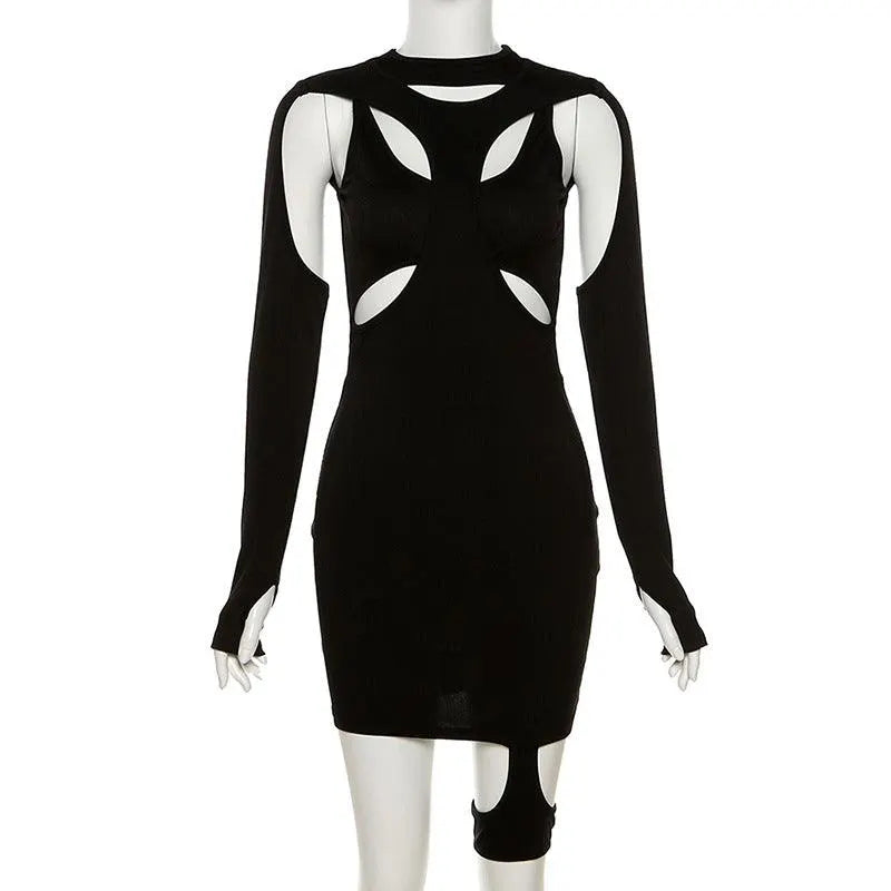 Hollow Slim Bag Hip Dress