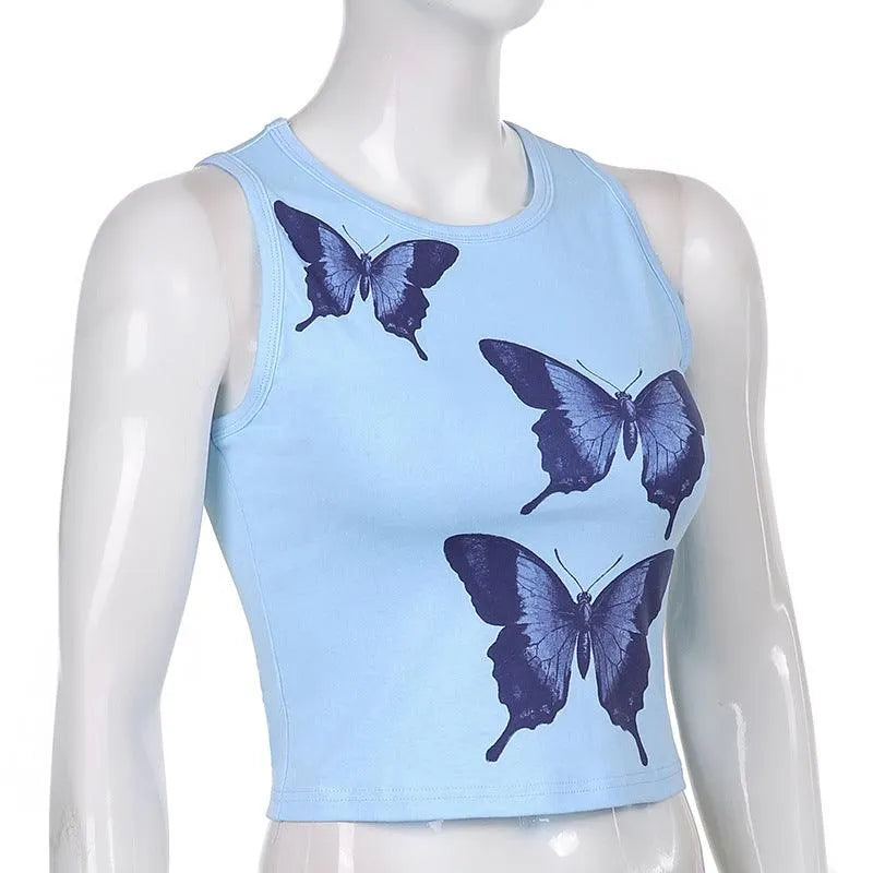 Watercolor Butterfly Print Top