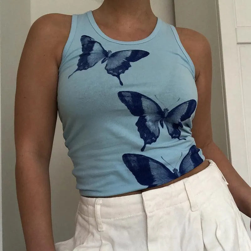 Watercolor Butterfly Print Top