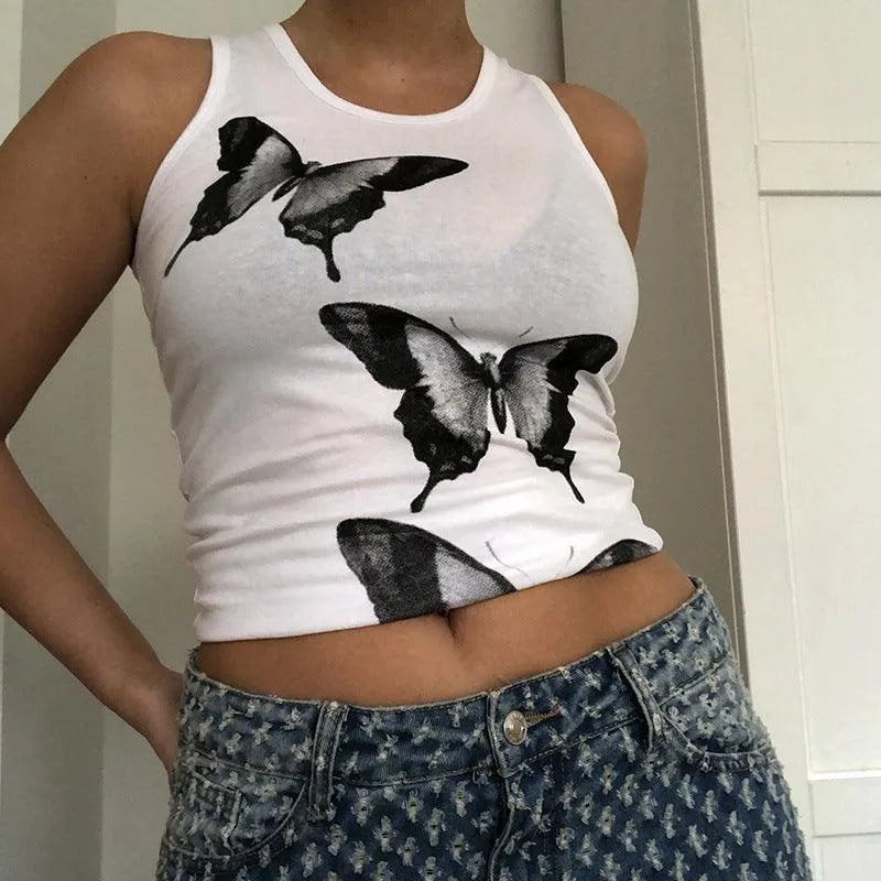 Watercolor Butterfly Print Top