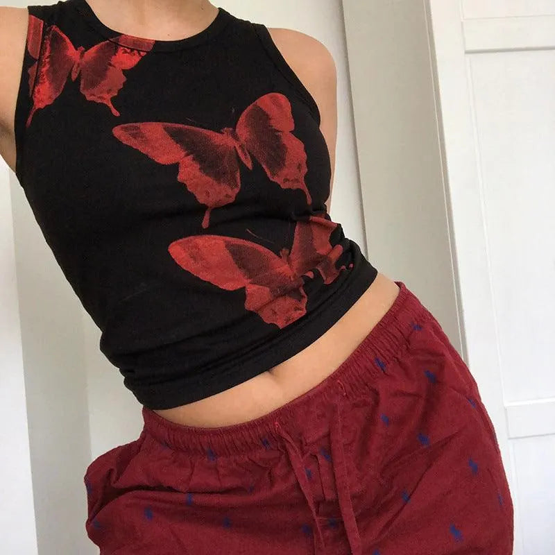 Watercolor Butterfly Print Top