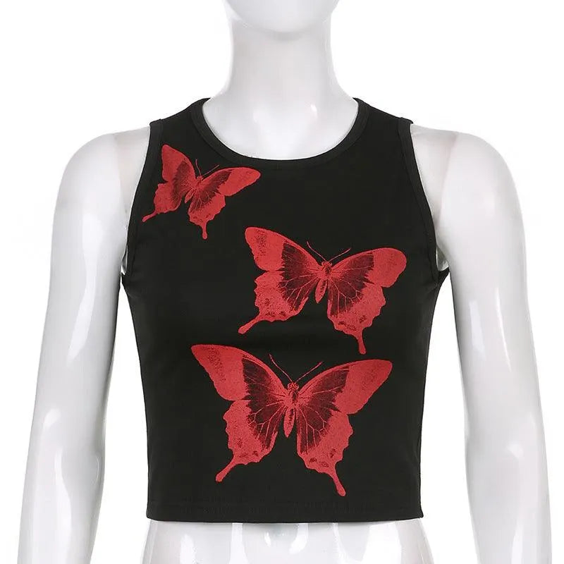 Watercolor Butterfly Print Top