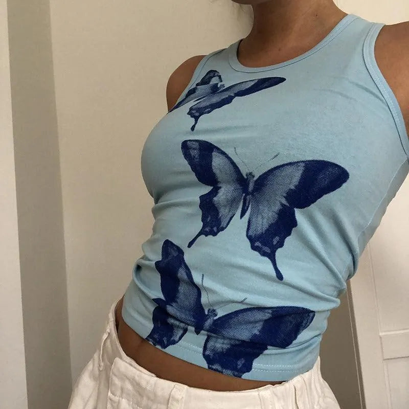 Watercolor Butterfly Print Top