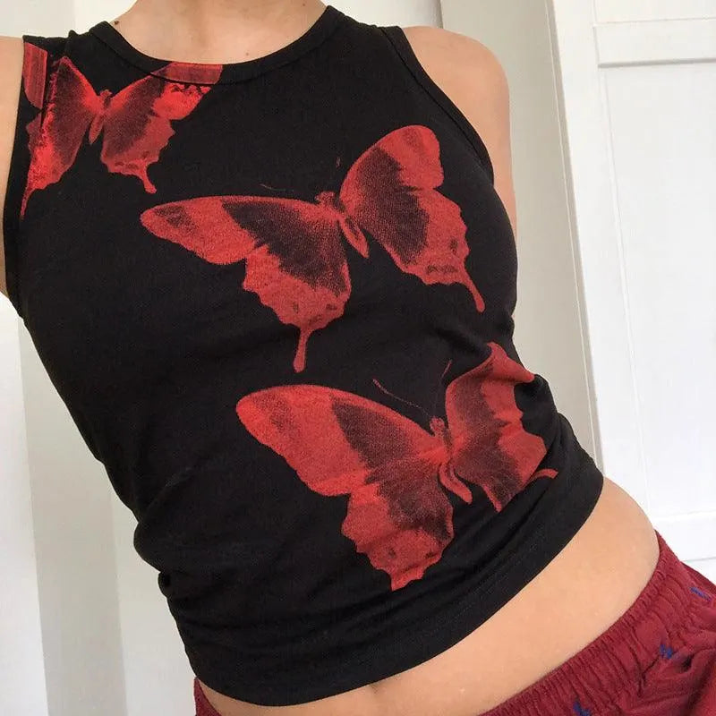 Watercolor Butterfly Print Top