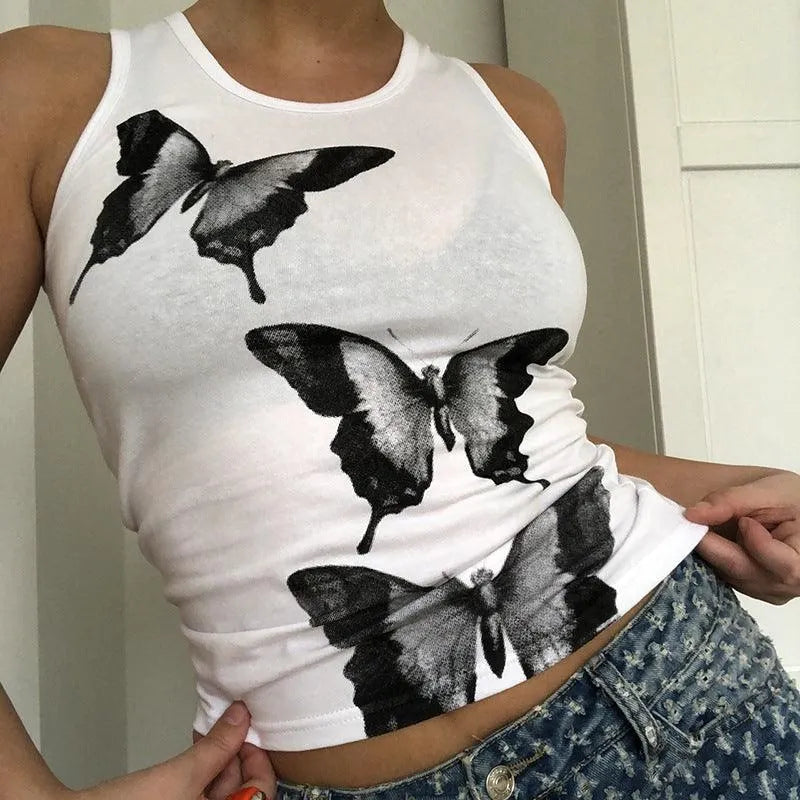 Watercolor Butterfly Print Top