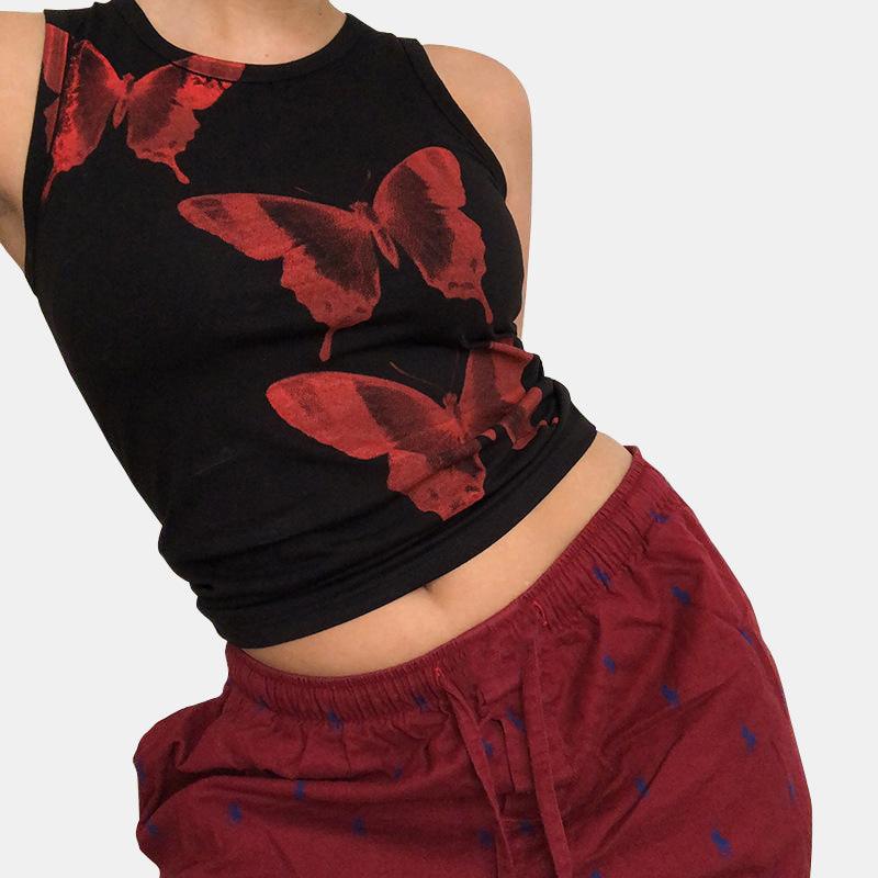 Watercolor Butterfly Print Top