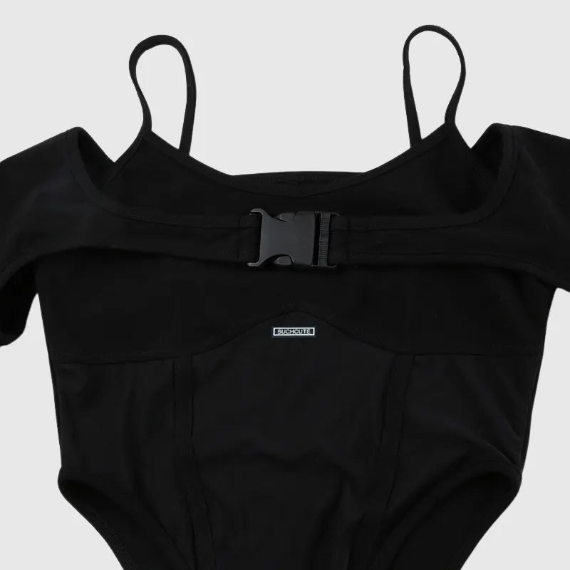 Classic Goth Patchwork Mesh Bodysuit