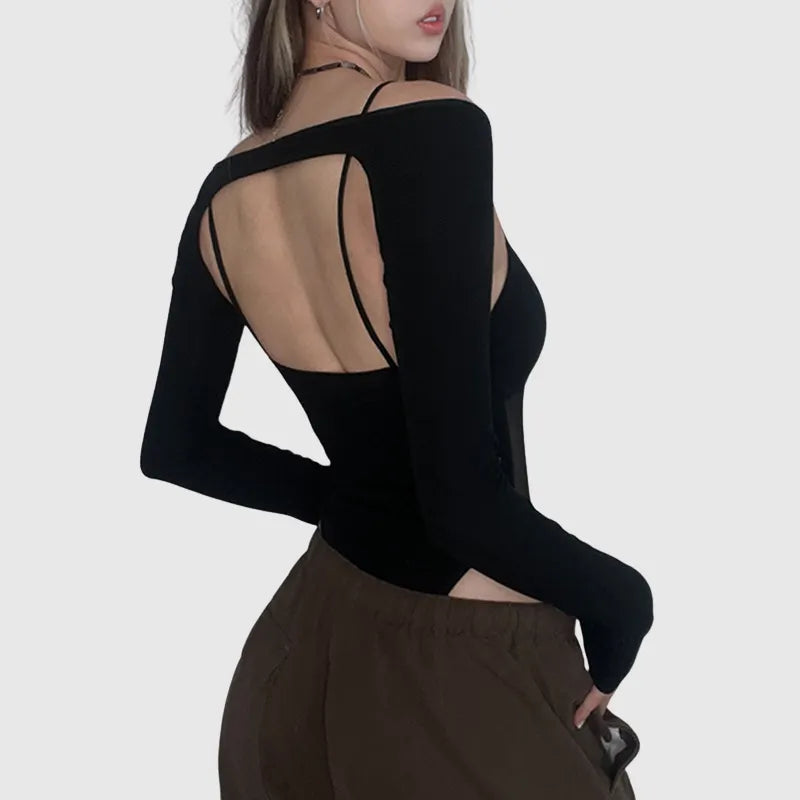 Classic Goth Patchwork Mesh Bodysuit
