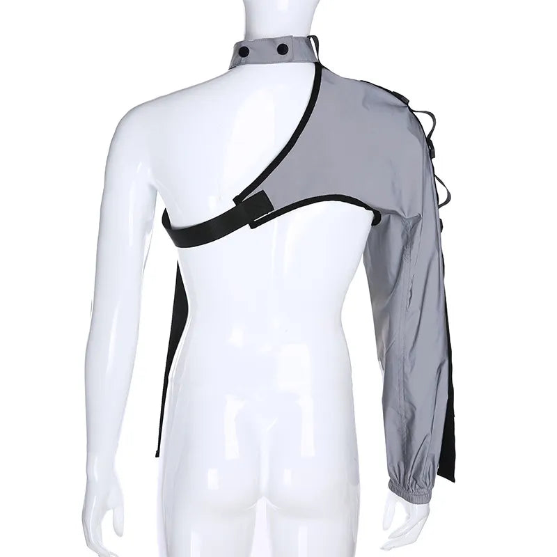 Irregular One Shoulder Reflective Performance Jacket
