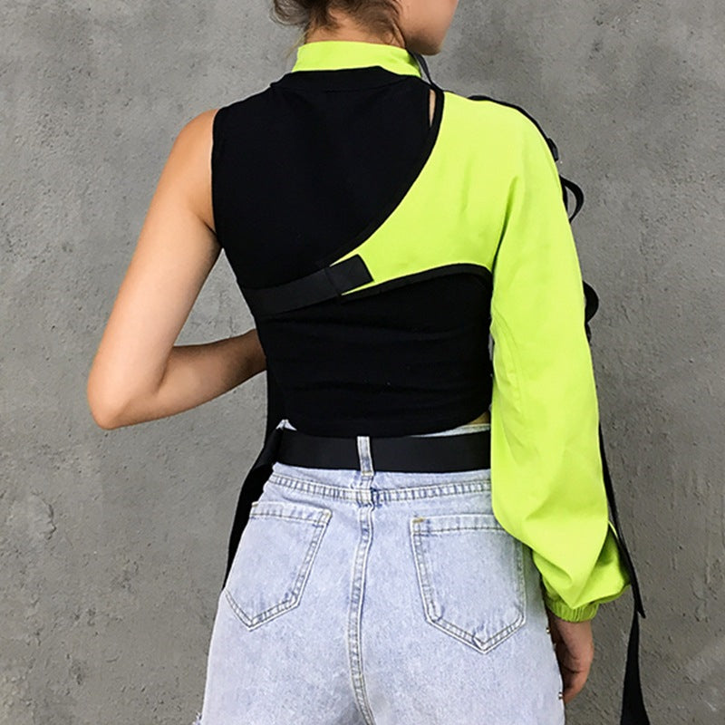 Irregular One Shoulder Reflective Performance Jacket