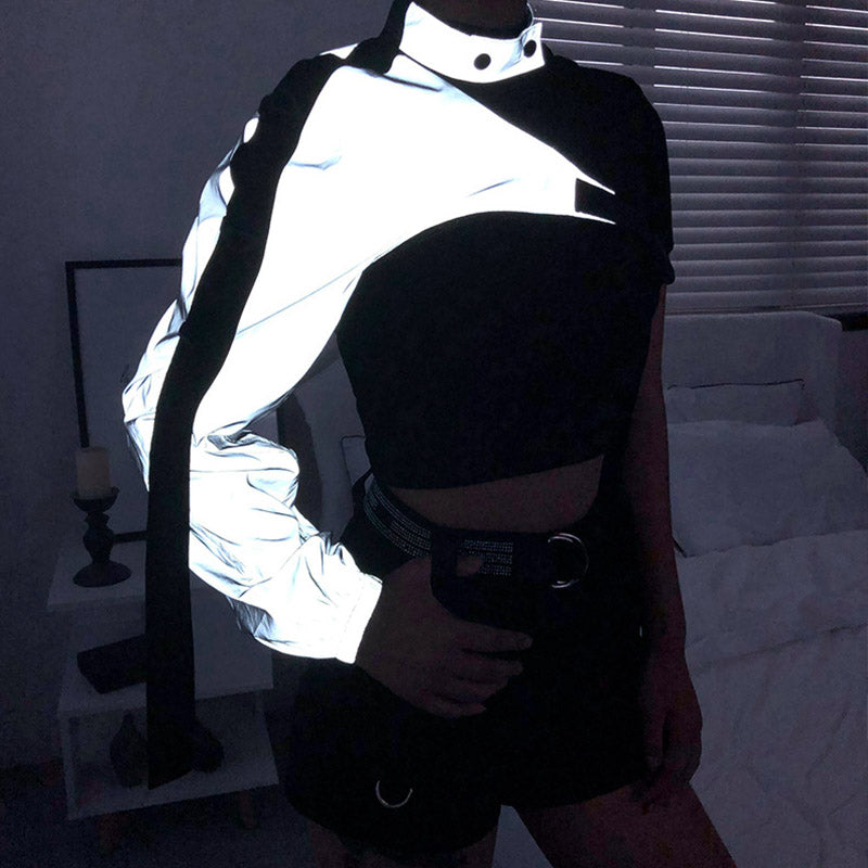 Irregular One Shoulder Reflective Performance Jacket