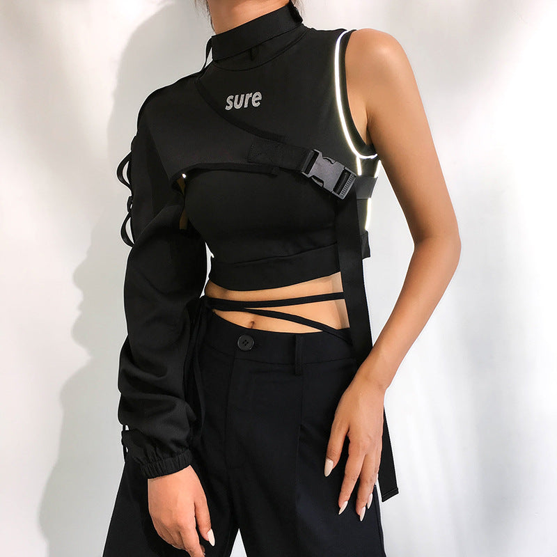 Irregular One Shoulder Reflective Performance Jacket