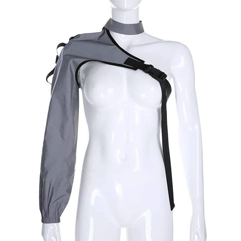 Irregular One Shoulder Reflective Performance Jacket