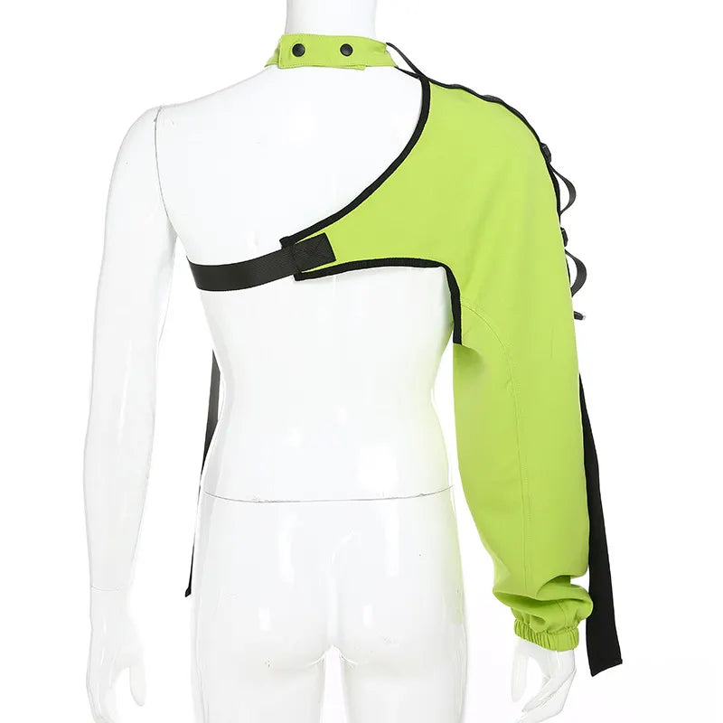 Irregular One Shoulder Reflective Performance Jacket