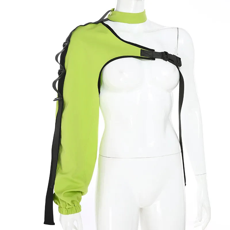 Irregular One Shoulder Reflective Performance Jacket