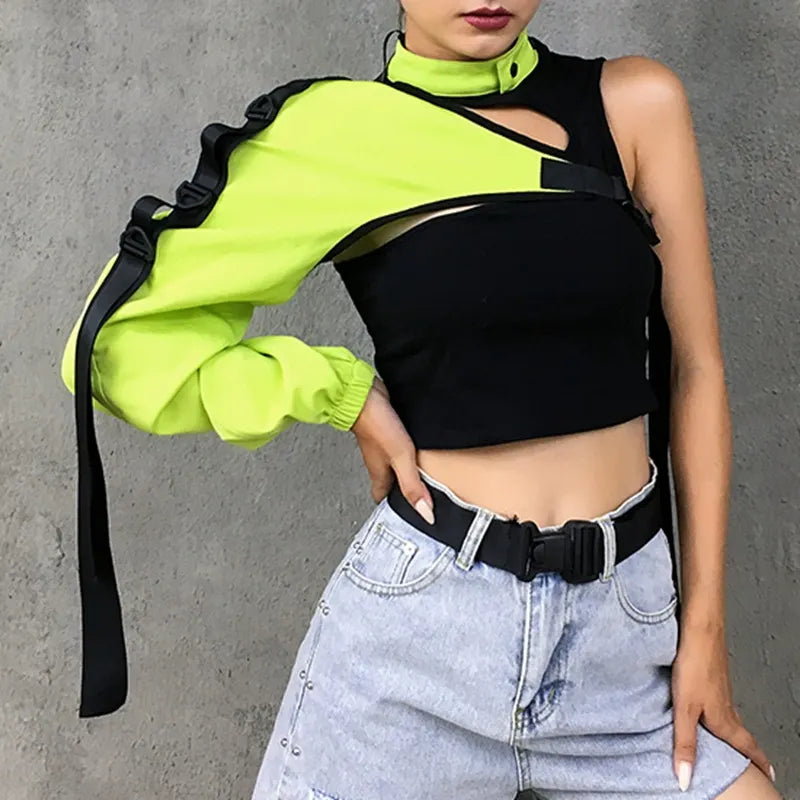 Irregular One Shoulder Reflective Performance Jacket