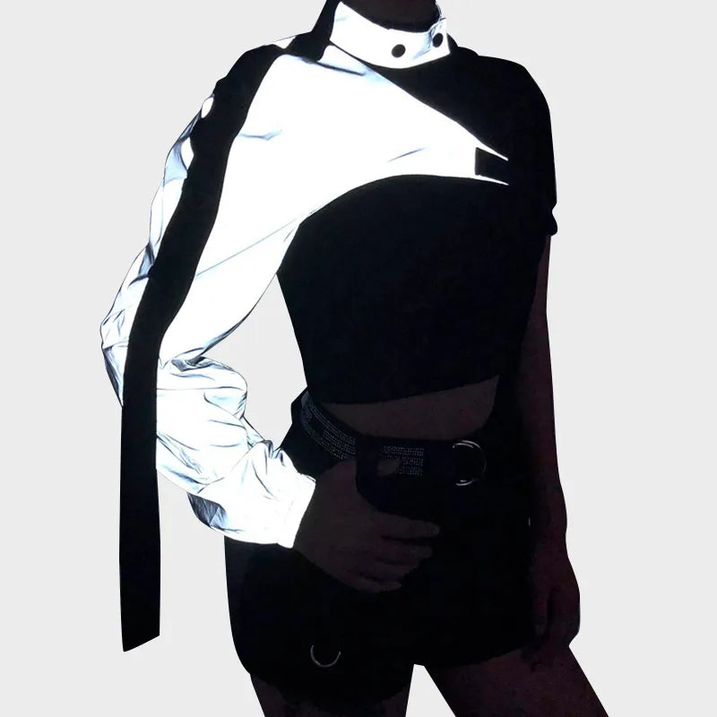 Irregular One Shoulder Reflective Performance Jacket