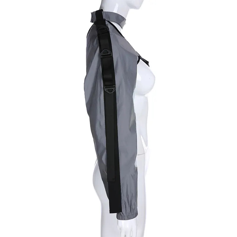 Irregular One Shoulder Reflective Performance Jacket