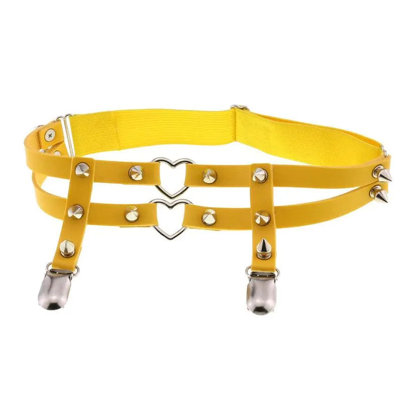 Rivet Heart Buckle Garter Belt