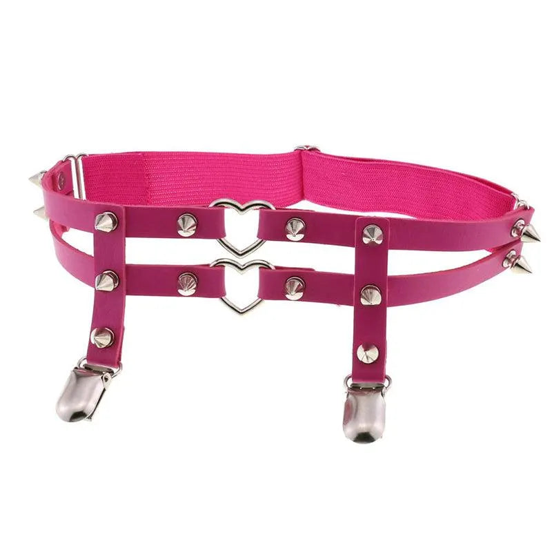 Rivet Heart Buckle Garter Belt