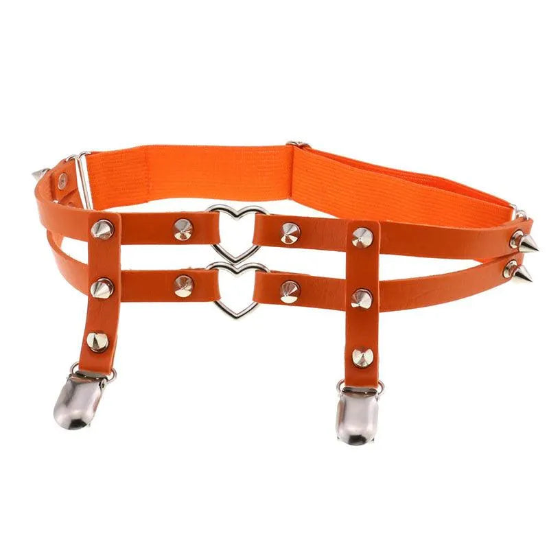 Rivet Heart Buckle Garter Belt