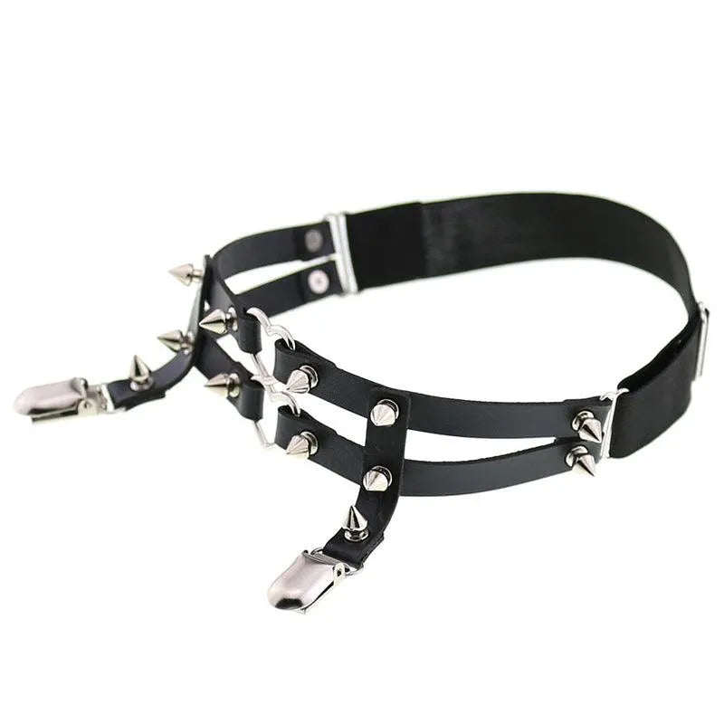 Rivet Heart Buckle Garter Belt