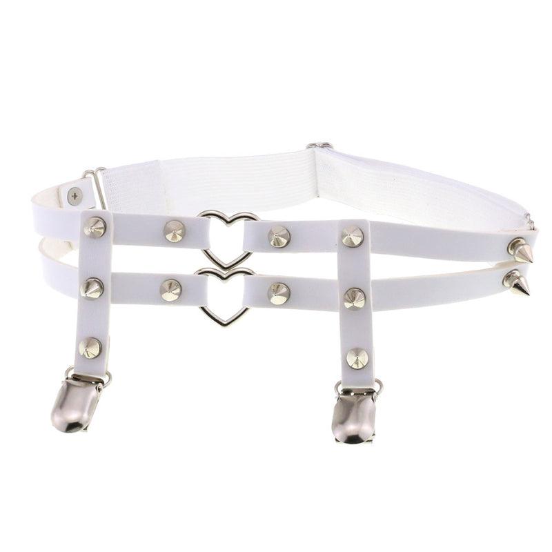 Rivet Heart Buckle Garter Belt