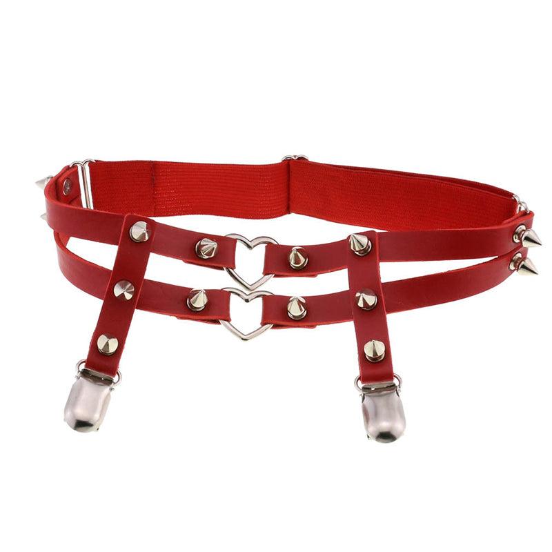 Rivet Heart Buckle Garter Belt