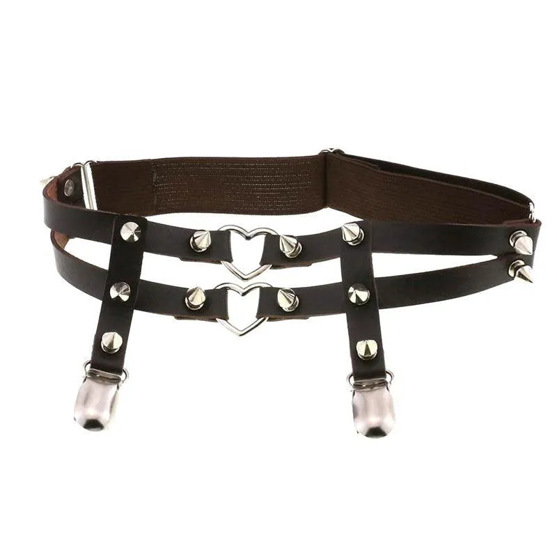 Rivet Heart Buckle Garter Belt