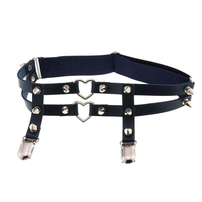 Rivet Heart Buckle Garter Belt