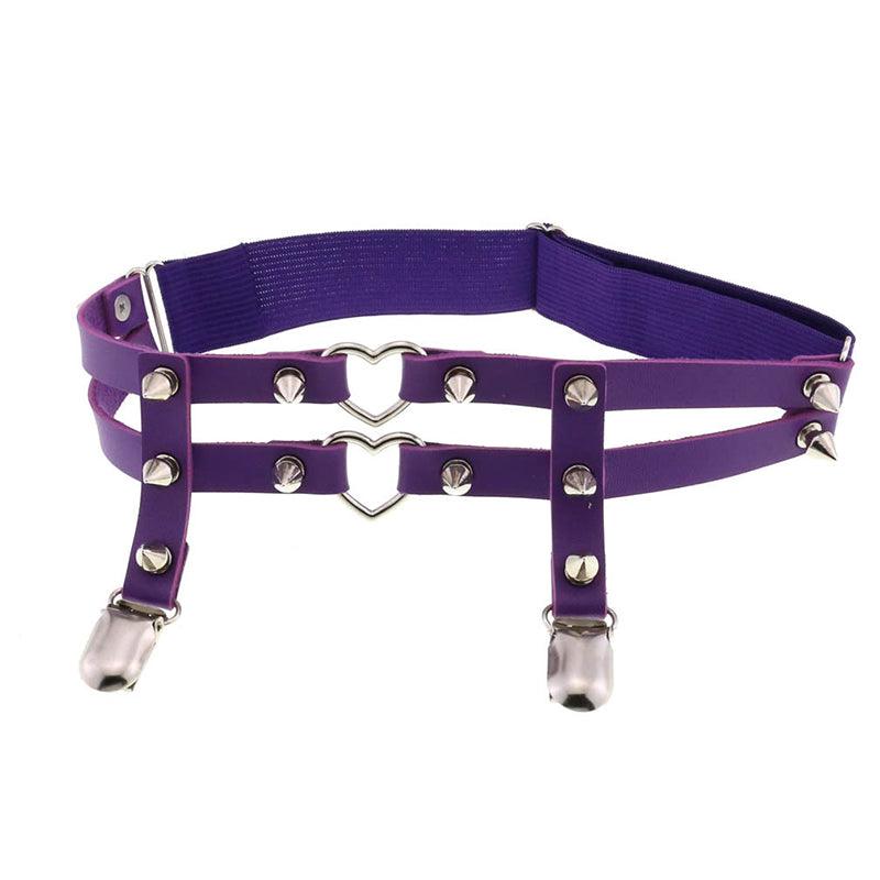 Rivet Heart Buckle Garter Belt