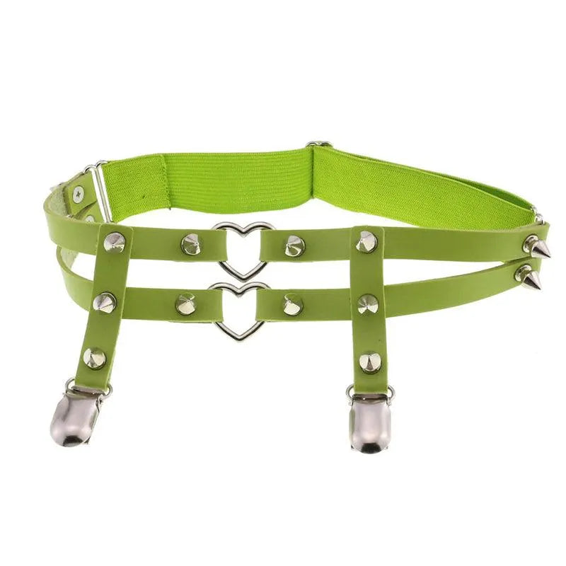 Rivet Heart Buckle Garter Belt