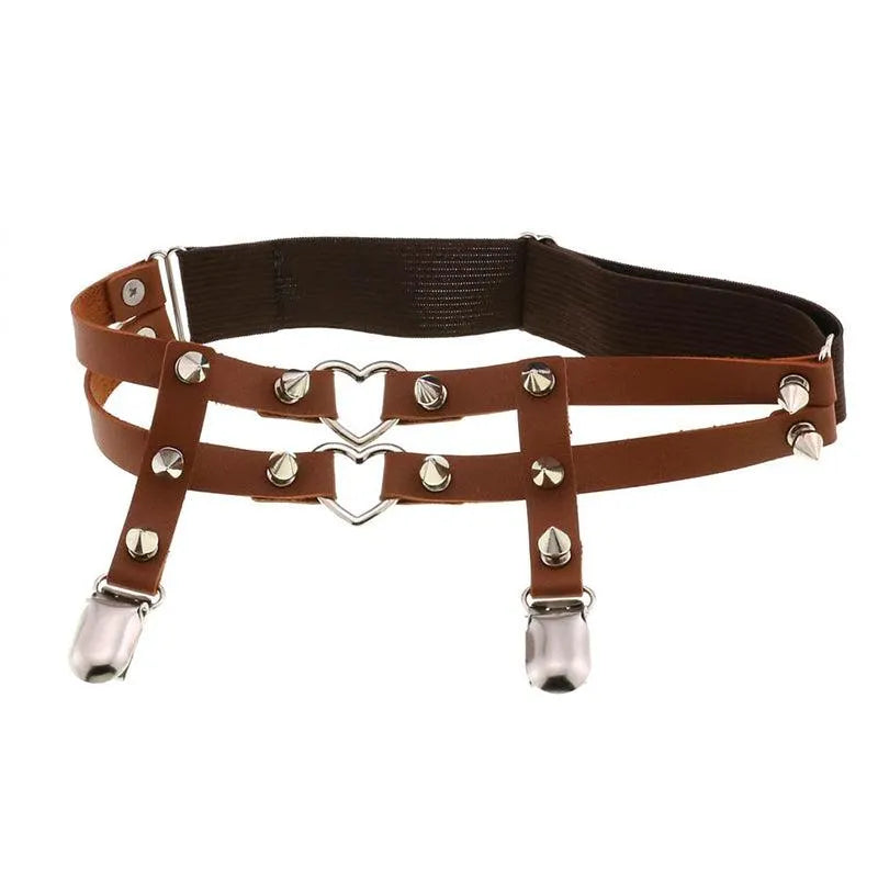 Rivet Heart Buckle Garter Belt