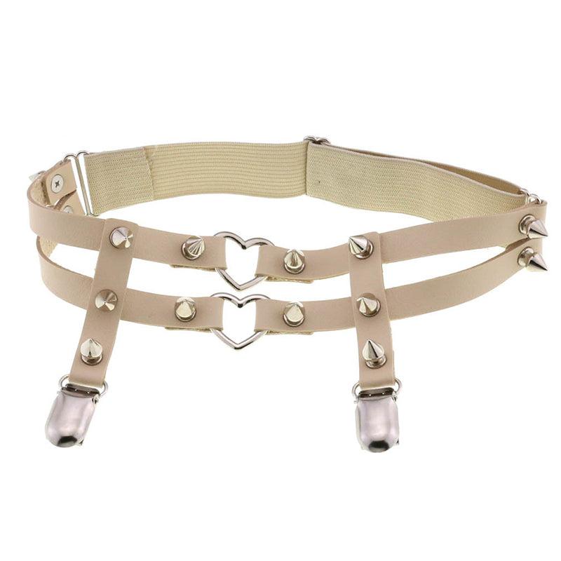 Rivet Heart Buckle Garter Belt