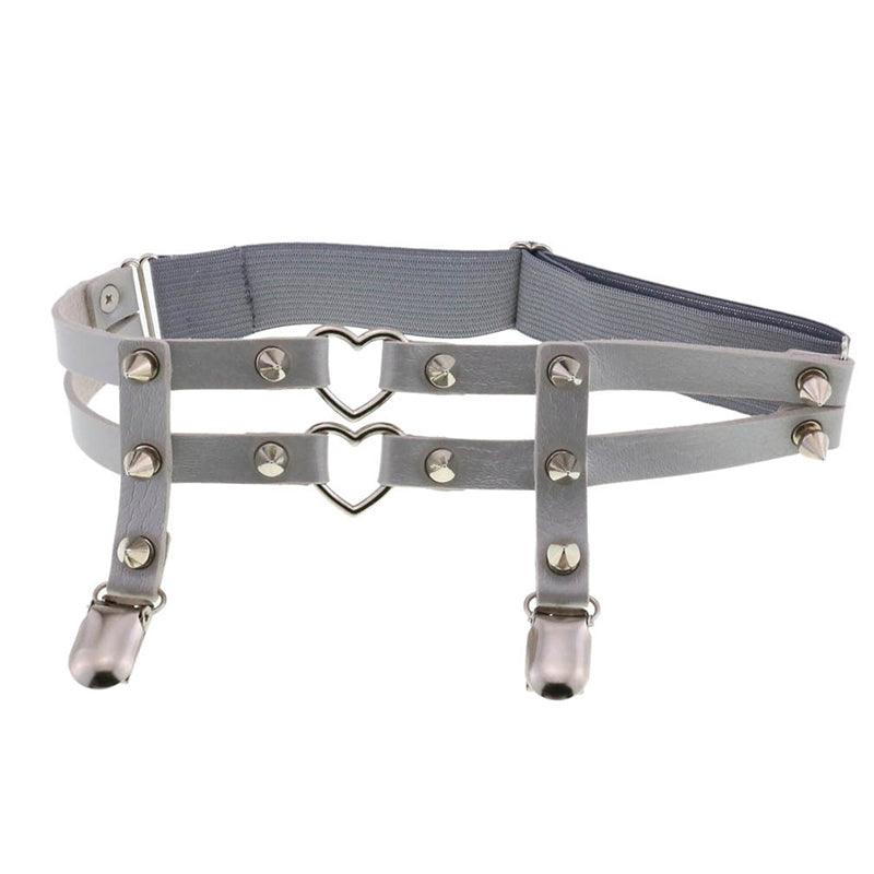 Rivet Heart Buckle Garter Belt