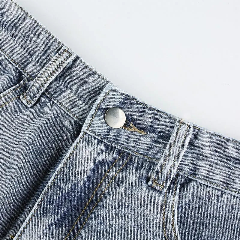 Split Chain Denim Shorts