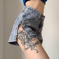 Split Chain Denim Shorts