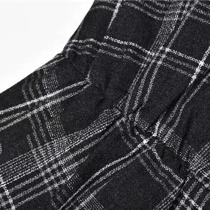 Plaid Wrinkle Slim Dress