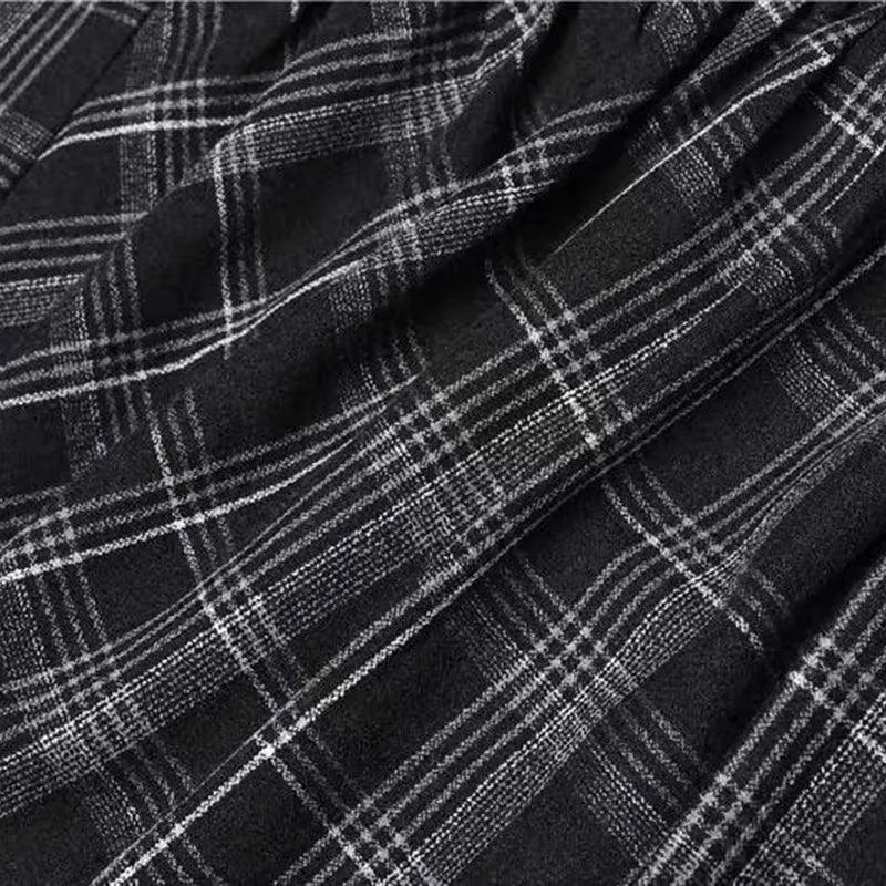 Plaid Wrinkle Slim Dress