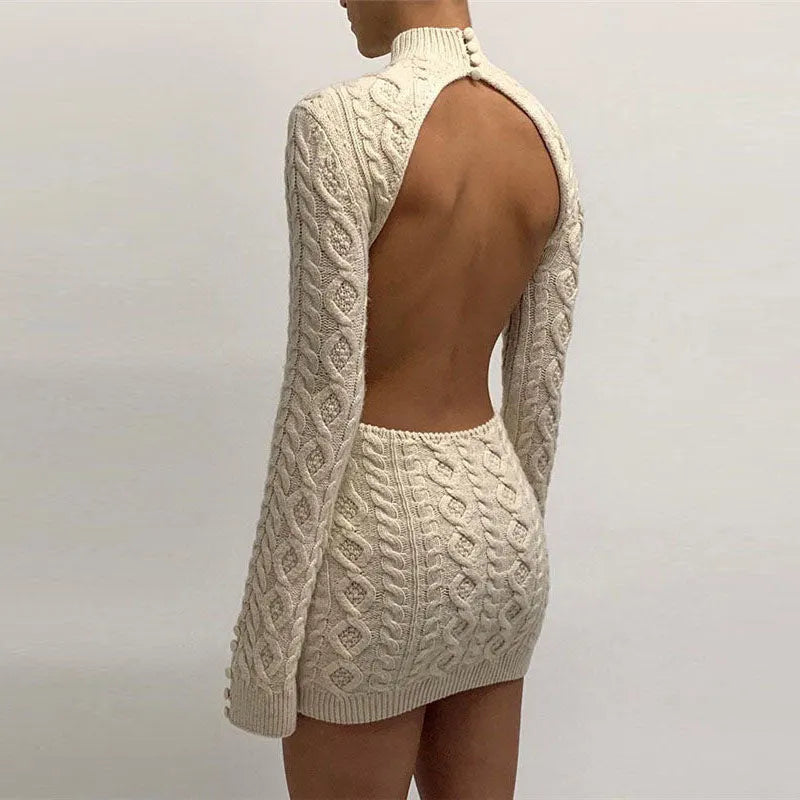 Ice Reign Knitted Open Back Sweater Dress