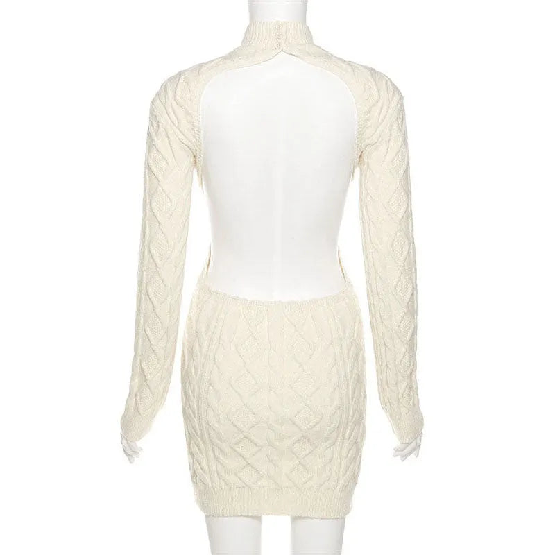 Ice Reign Knitted Open Back Sweater Dress